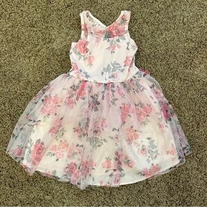 Pink and White Floral Kids Dress
